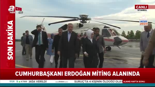 Cumhurbaşkanı Erdoğan, miting alanında
