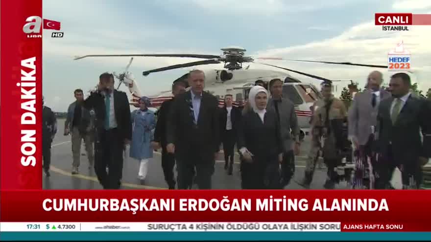 Cumhurbaşkanı Erdoğan, miting alanında