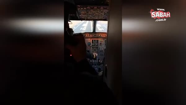 Cumhurbaşkanı Erdoğan'ın uçağının tarihi inişi kokpitten böyle görüntülendi