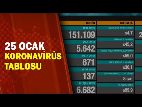 Türkiye'nin 25 Ocak Koronavirüs Bilançosu 