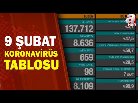 Türkiye'nin 9 Şubat Koronavirüs Bilançosu 